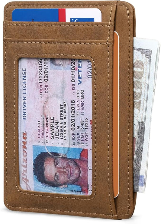 RUNBOX Slim ID Cases Minimalist Front Pocket RFID Blocking Leather Wallets for Men and Women Card Holder Wallets Gifts for men