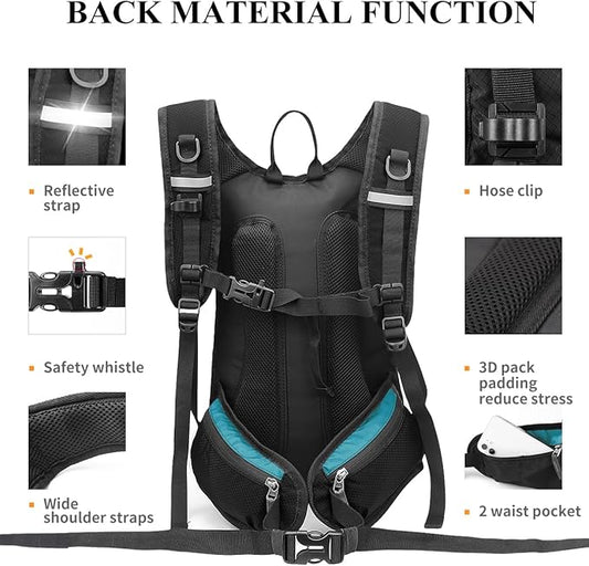 NONSAR Hydration Backpack, Hiking Backpack with 3L Water Bladder, Lightweight Insulation Hydration Pack, Water Backpack for Hiking, Cycling, Running, Festival, Camping for Men Women