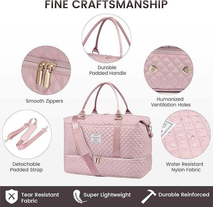 LOVEVOOK Travel Duffle Bag,Weekender Bags for Women with Shoe Compartment,Carry on Overnight Bag with Toiletry Bag,Gym Duffel Bag with Wet Pocket, Hospital Bags for Labor and Delivery