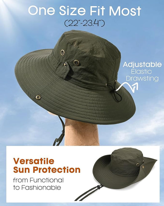 FURTALK Sun Hats for Men Fishing Hat UPF 80+ Foldable Wide Brim Outdoor Hiking Beach Summer Hats