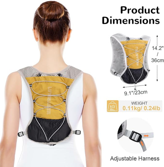 Hydro Pack Running Vest for Men Women, Hydration Backpack with 2L Water Badder, Lightweight Water Vest