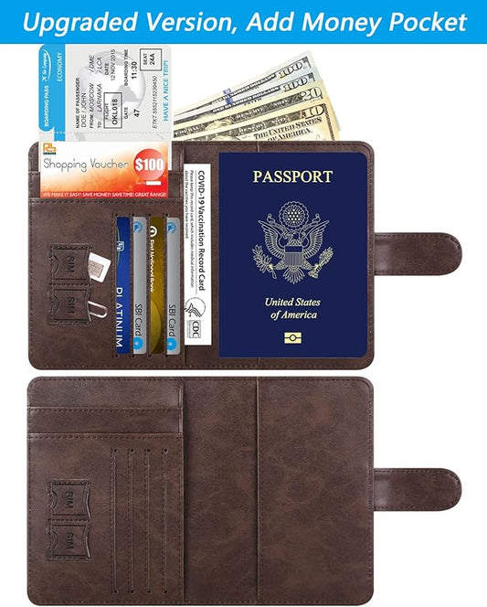 Passport Holder Cover Wallet RFID Blocking Leather Card Case Travel Accessories for Women Men (Z #Chocolate)
