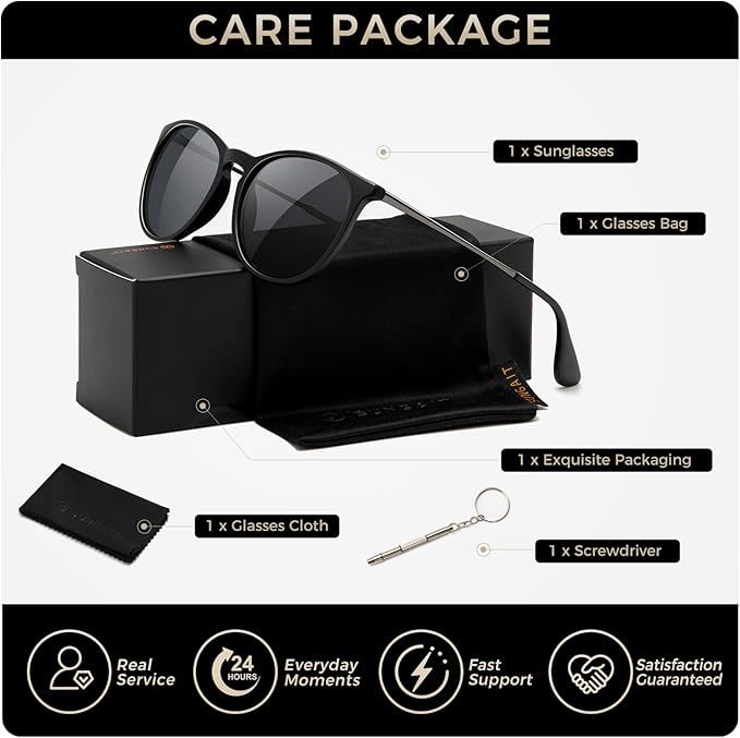SUNGAIT Premium Vintage Round Sunglasses for Women Men Classic Retro Trendy Style