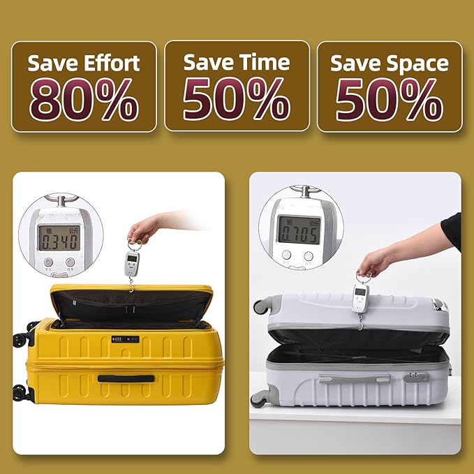 2 Pieces 20/29 Luggage Sets, 20 Inch Cabin Luggage with Front Pocket & 29 Inch Side Opening Suitcase, Ligthweight ABS+PC Hardshell, TSA Lock with HINOMOTO 360° Wheels, Yellow