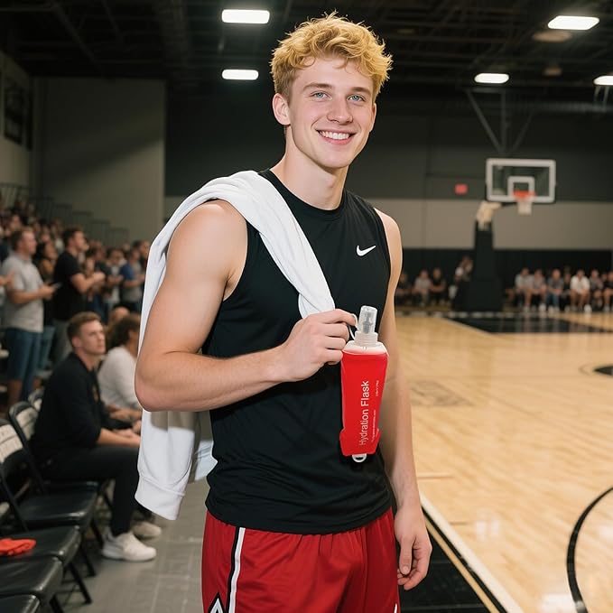 WILDREEDS 500ml Soft Flask, TPU Collapsible Soft Water Bottle for Hydration Pack, Running Vest, Folding Water Bottle for Hiking Cycling Climbing-1Pcs, Red