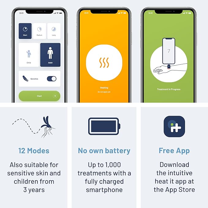 heat it - Smartphone-Powered Insect Bite Healer - Chemical-Free Relief from Itching & Pain just with Concentrated Heat - for iPhone 15/16/17 & Android (USB-C Port)