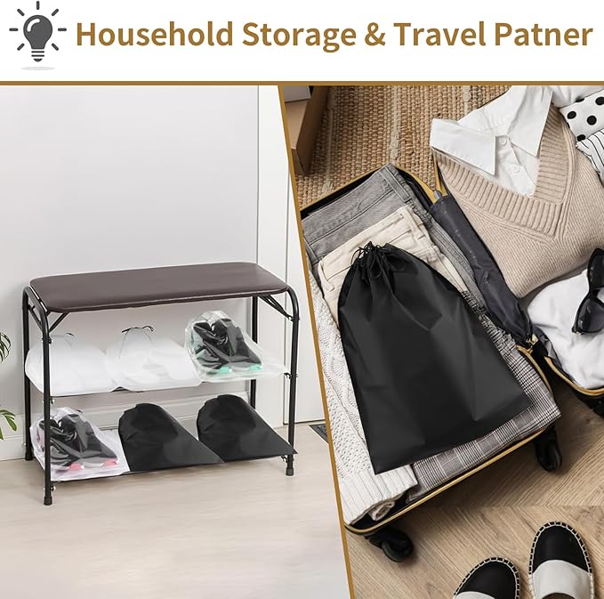 20 Pack Shoe Bags for Travel, Clear Travel Shoe Bags for Packing, Large Waterproof Portable Drawstring Travel Shoe Storage Bag Travel Essentials Women for and Men