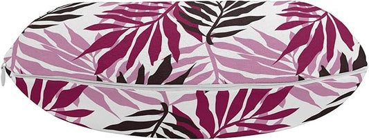 Ambesonne Exotic Travel Pillow Neck Rest, Tropical Rain Forest Jungle Leaves Forest Hawaiian Beach Theme Print, Memory Foam Traveling Accessory for Airplane and Car, 12", Seal Brown Pale Pink