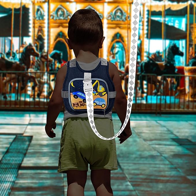 Accmor Toddler Harness Leash + Reflective Anti Lost Wrist Link, Cute Car Kids Harness with Leash, Child Walking Restraint Belt Collapsible Hand Strap Tether Hold Baby Boys Close for Outdoor Travel