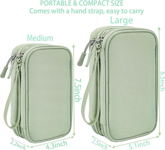 Electronic Organizer Bag, Waterproof Portable Electronic Organizer Travel Accessories Cable Bag Universal Cord Storage Case for Cable, Charger, Phone, Power Bank, Earphone(Mint Green, Large)
