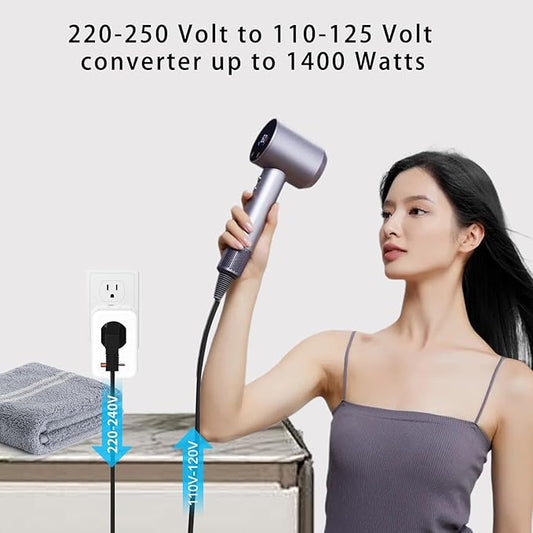 220V to 110V Voltage Conversion Plug Adapter for Traveling from USA to Europe with 2 USB and 2 USBC Ports PD 20 W, 2 AC Outlets International Power Adapter