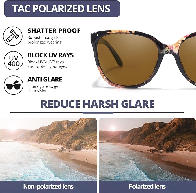 FIMILU Polarized Sunglasses for Women, Trendy Fashion Sun Glasses Square Retro Glasses UV Protection for Daily Outdoor 2pack
