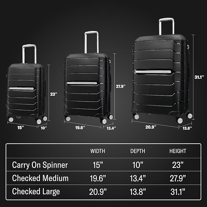 Samsonite Freeform Hardside Expandable with Double Spinner Wheels, Sage Green, Checked-Medium 24-Inch