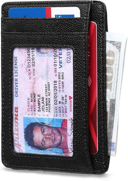 RUNBOX Slim ID Cases Minimalist Front Pocket RFID Blocking Leather Wallets for Men and Women Card Holder Wallets Gifts for men