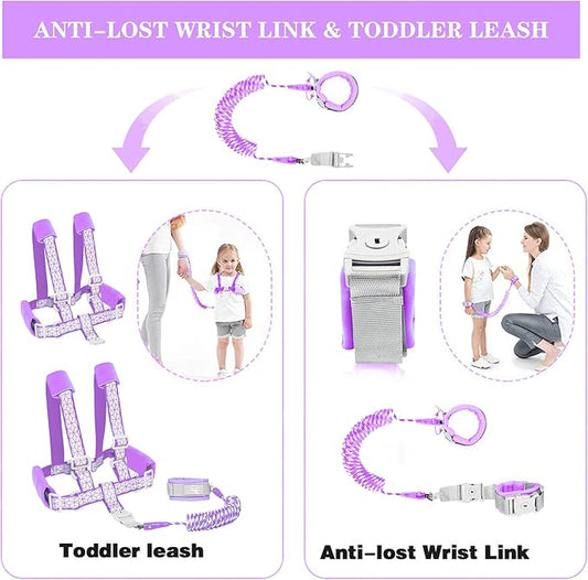 Toddler Leash for Walking, Toddler Safety Harnesses Leashes, Safety Harness with Lock for Kids, Anti Lost Wrist Link for Toddlers ,Upgrade with Reflective Tape Liner(6.5ft)for Kids