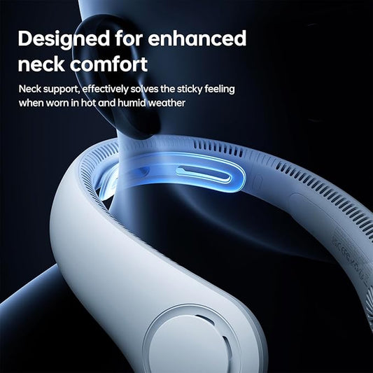 JISULIFE Portable Neck Fan Upgraded, Neckbrace Personal Hands Free, 5 Speed Gears Adjustment, 6000 mAh Wearable Bladeless Quiet Rechargeable for Outdoor Indoor, Gifts for Women Men- Light Blue