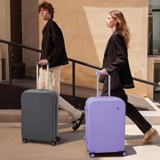 mixi Carry on Luggage, 20'' Suitcase Spinner Wheels Luggage Hardshell Lightweight Rolling Suitcases PC with Cover & TSA Lock for Business Travel, Lilac Purple