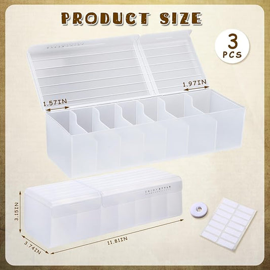 3 Pack Clear Cable Organizer Box with Wire Ties and Label, Plastic Cord Charger Storage Box with Lid Stackable Cable Storage Wire Case for Desk Drawer Office Home Organization and Accessories