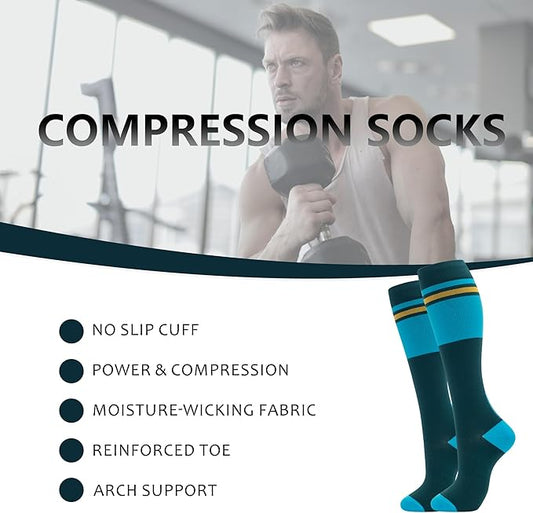 fenglaoda Compression Socks for Women Men Support Circulation 6 Pairs Socks For Nurse, Travel, Flight
