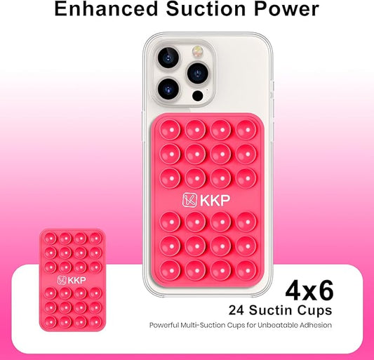 KKP Classic MAX - Silicone Suction Phone Case Adhesive Mount - Hands-Free, Strong Grip Holder for Selfies and Videos - iPhone and Android Compatible - 2.6″ x 3.9″
