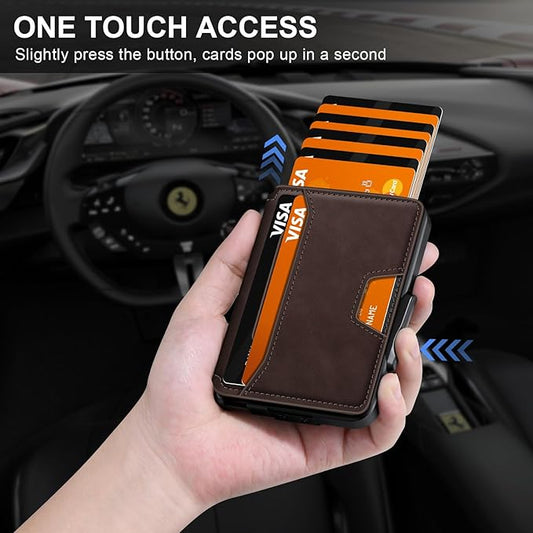 Wallet for Men, Mens Wallet Minimalist Slim Wallet, RFID Blocking Smart Pop Up Wallet with Money Clip & ID Window, Metal Compact Wallet, Aluminum Credit Card Holder Wallet