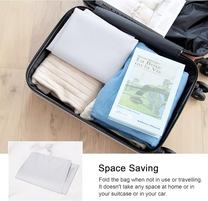 Polecasa Extra Heavy Duty Large Laundry Bag with Sturdy Handles and Drawstring Closure, 2 Pack 28 x 36 inches Durable Storage Bags for Basket, Hamper, College, Dorm, Travel, Silver