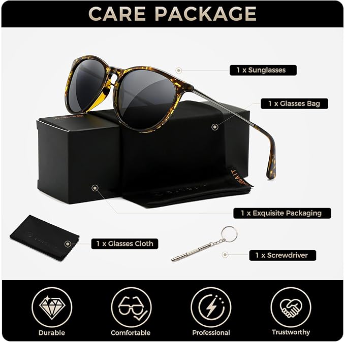 SUNGAIT Premium Vintage Round Sunglasses for Women Men Classic Retro Trendy Style