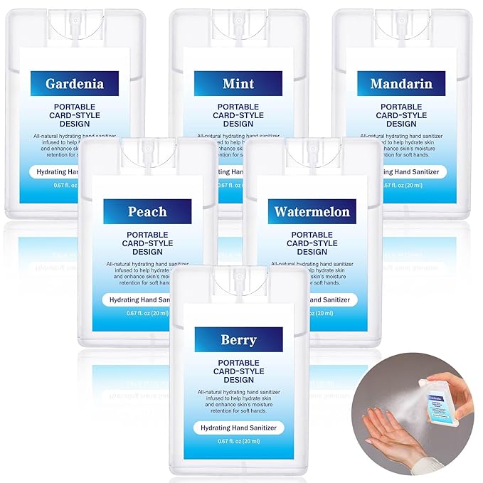 6 Pack Hand Sanitizer Spray Bulk Travel Size Hand Sanitizer Spray Mini Hydrating Pocket Gifts for Coworker Staff Teacher Holiday Favor(Blue Color,Charming)