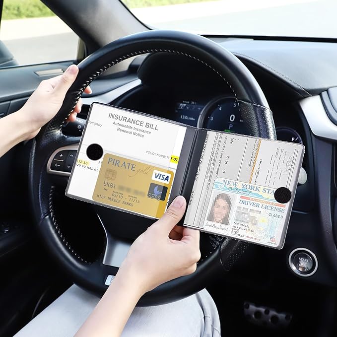 UYYE Car Registration and Insurance Card Holder, Vehicle Glove Box Car Organizer, Interior Car Accessories for Documents, Cards, License - 2 Pack