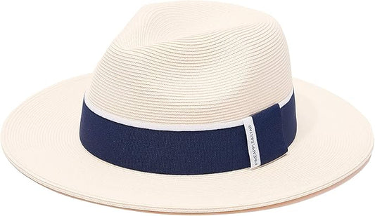 Pineapple&Star Sun Straw Fedora Beach Hat Fine Braid UPF50+ for Women