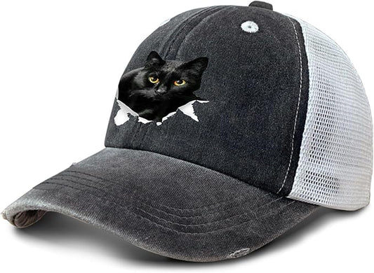 Cat Mom Proud, Cat Lover Mom Ripped Hole Paw Design hat Outdoor Cap for Grandpa