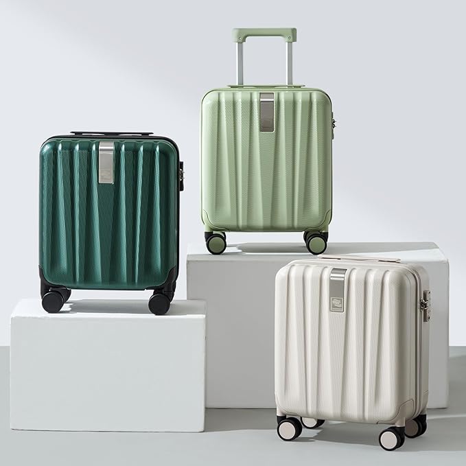 Hanke 16 Inch Underseat Carry on Luggage with Wheels,Small Hard Shell Suitcases for Weekender,Tsa Approved Lightweight Travel Luggage Suitcase for Womem Men,Blackish Green.