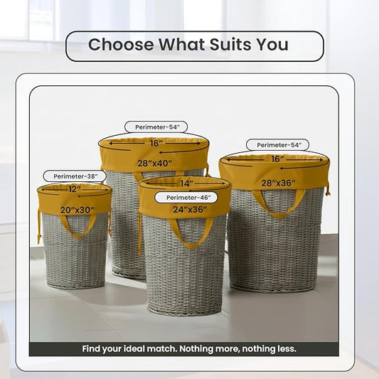 LFH Home Large Premium Cotton Canvas Laundry Bag with Drawstring and Handles Heavy Duty, Multi-Use, and Washable for Home, Travel, College or Storage 28x40 (Pack of 2)-Yellow