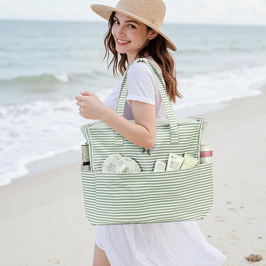 Beach Pool Bags Tote for Women Ladies Large Gym Tote Carry On Bag With Wet Compartment for Weekender Travel Waterproof