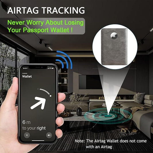 Airtag Passport Holder Cover Wallet Travel Essentials RFID Blocking Leather Card Case International Must Haves Travel Accessories for Women Men(119#Grey)