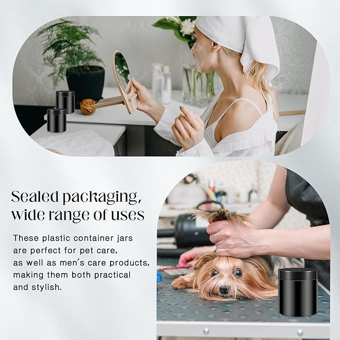 SATINIOR 12 Pack 16 oz Plastic Container Jars with Lids Round Clear Travel Cosmetic Container Slime Jar for Toiletries, Lotion, Cream, Ointment, Makeup, Rhinestone, Sample, Kitchen Storage(Pure Black)