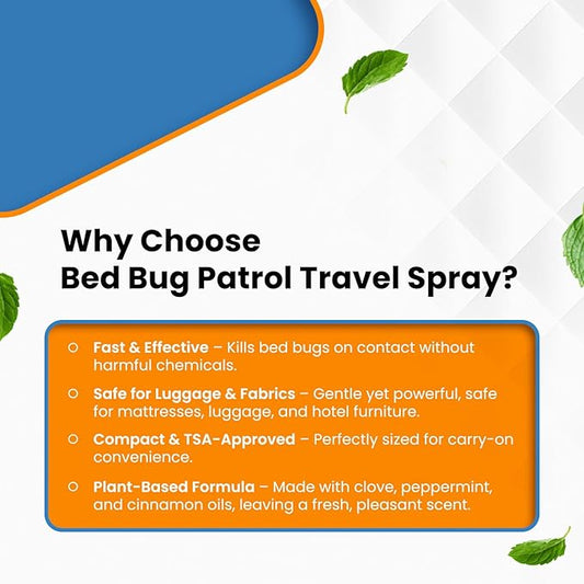Natural Bed Bug Killer – 3 Pack (3oz Each) Travel Spray – Non-Toxic, TSA Safe, Child & Pet Friendly Formula for Airbnb, Luggage, Hotels, Rideshare, and Work Trips