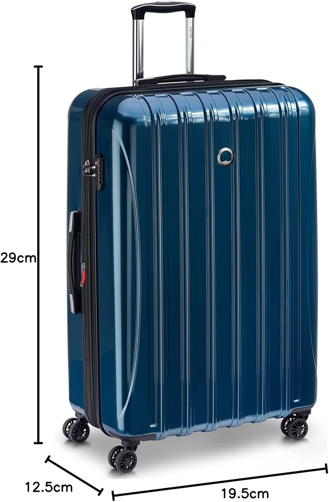 DELSEY PARIS Helium Aero Hardside Expandable Luggage with Spinner Wheels, Teal, Checked-Large 28 Inch