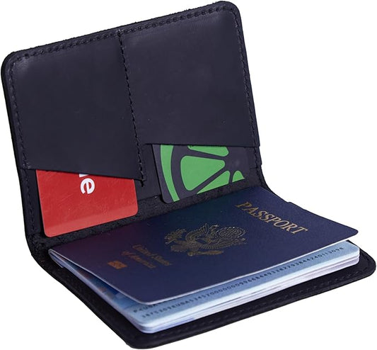 INCARNE US Passport Cover Clear - Travel Passport Wallet - Leather Passport Holder for Men Women Family with Card Slots & Note Compartmen - Sleeve Protector - Genuine Leather - Vintage Black