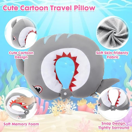 Travel Neck Pillow for Kids Adult Cute Soft Plush Memory Foam Airplane Neck Pillow for Traveling Animal Flight Pillow Head Rest Neck Support for Cars Long Flights