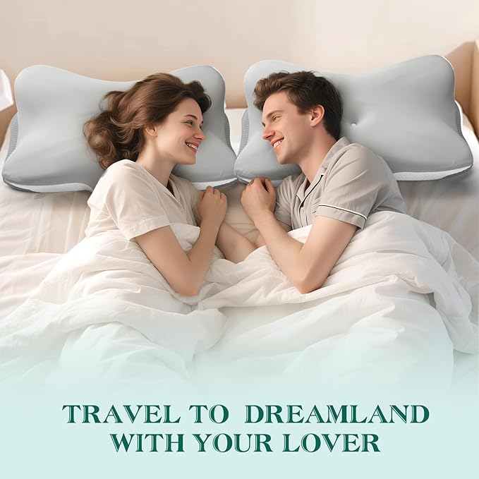 Cervical Pillow for Neck Pain Relief - Ergonomic Memory Foam Contour Pillows with Cooling Cover & Adjustable Heights, Orthopedic Cervical Pillow for Side, Back & Stomach Sleepers (Grey)