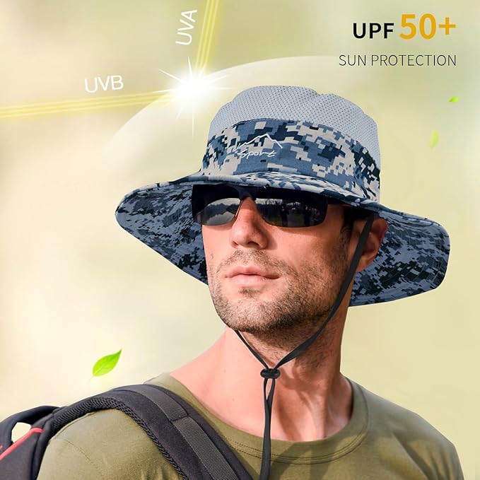 Sun Hats for Men Women Fishing Hat UPF 50+ Breathable Wide Brim Summer UV Protection Hat