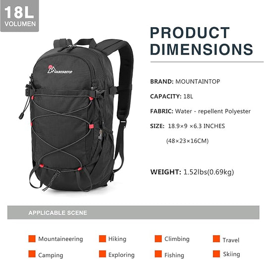 MOUNTAINTOP 18L/25L/40L Hiking Backpack,Lightweight Travel Backpack with Rain Cover for Outdoor Backpacking, Camping