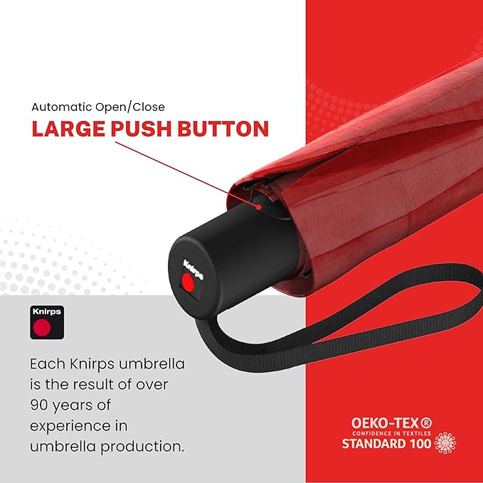 Knirps A.200 Medium Duomatic Windproof Umbrella for Adults – Automatic Open Close 38.5" Canopy, Travel Case Included