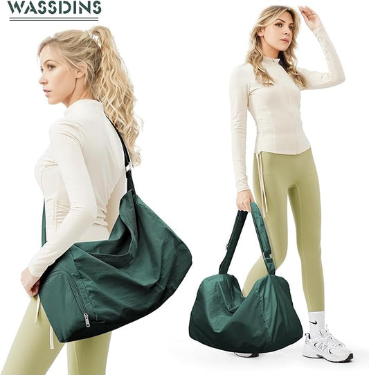 Small Gym Bag with Shoe Compartment, Workout Sport Duffle Bag for Women Travel, Waterproof Shoulder Overnight Bags Lightweight Carry on Tote Bags for Swim, Yoga, Dance