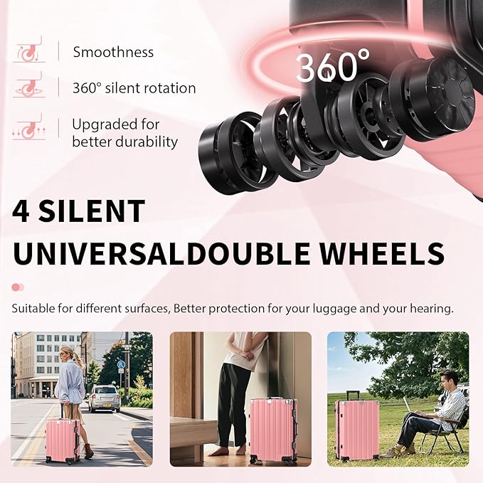 Krute Carry On Luggage 20 inch Aluminum Frame Suitcase with Spinner Wheels No Zipper Hardshell PC+ABS Luggages TSA Lock Zipperless Suitcases