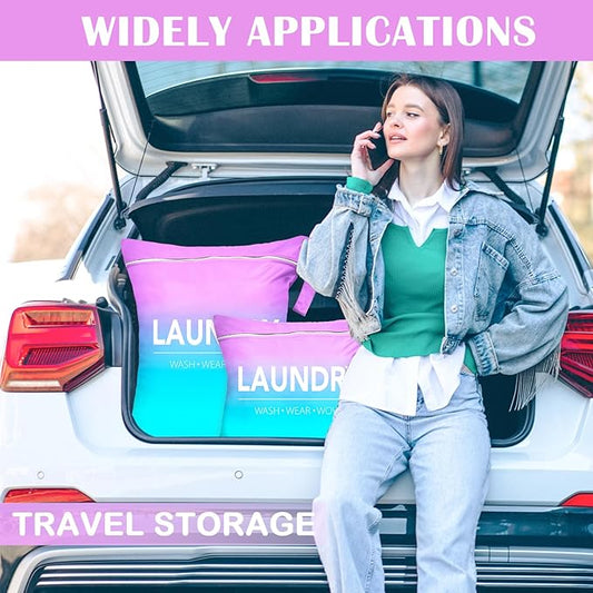 2 Pcs Large Travel Laundry Bag Waterproof Wet Dry Bag Washable Dirty Clothes Bag Bathing Suit Workout Bag for Gym Clothes Laundry Wet Clothes Swimming Yoga