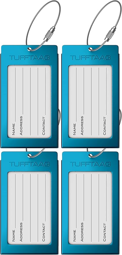 Luggage Tags Business Card Holder by TUFFTAAG - Durable Travel ID Bag Tag in Multiple Color Options, Perfect for Suitcases, Backpacks, and Carry-Ons, Easy Identification, Secure and Stylish