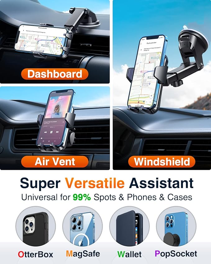 VANMASSใ85+LBS Strongest Suction & Military-Grade Ultimate Car Phone MountใPatent & Safety Certsใ Cell Phone Holder Truck for Dashboard Windshield Vent for iPhone 17 Pro Max 16 15 for Samsung Kits