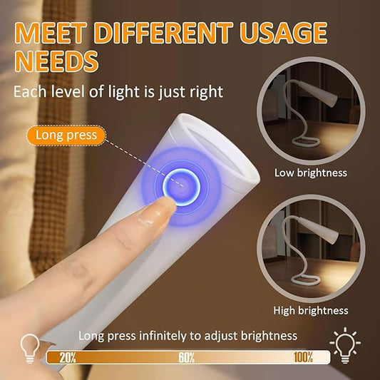 Portable LED Reading Light - Infinite Flexibility, 3 Color & Brightness, 1200mAh USB Rechargeable Lamp, Neck Book Light Ideal for Bed Reading, Knitting, Camping, Repairing Best Gift for Book Lovers